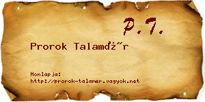 Prorok Talamér névjegykártya